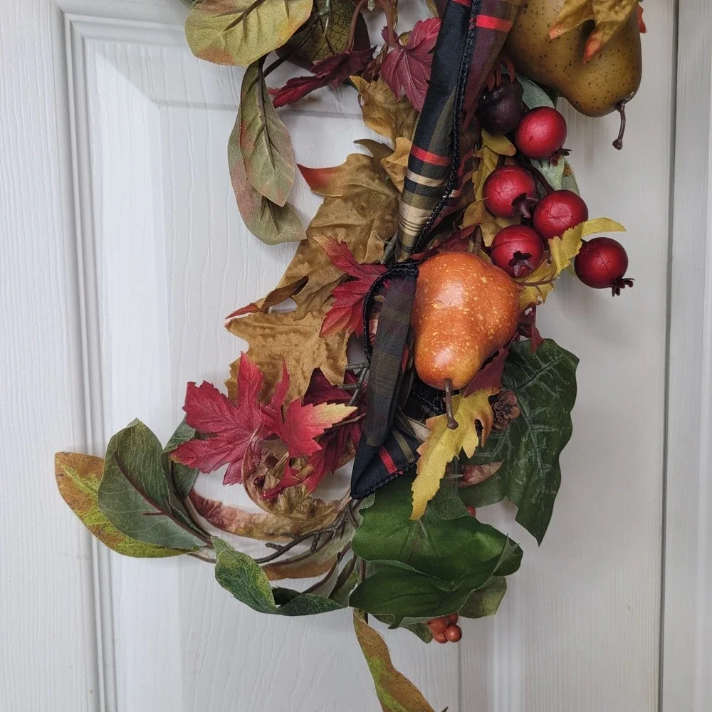 Grandin Road Finley Hill Mantle Swag Garland #14107 Pears Berries Acorns 6' Long